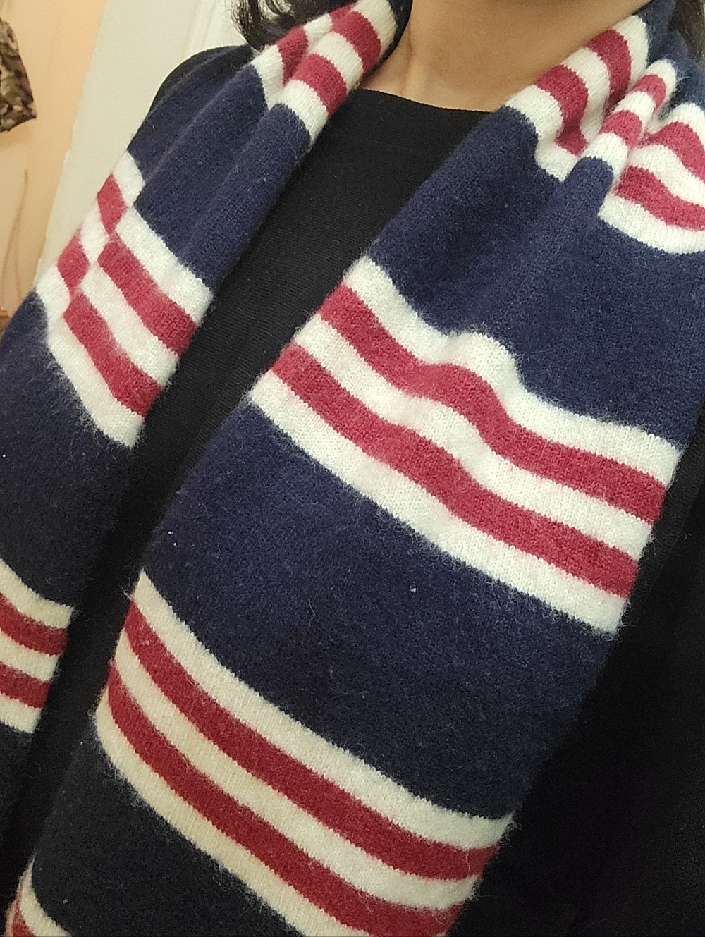 Vintage J.Crew University‎ Stripe Scarf Wool/Cashmere Blend Y2K Preppy Americana